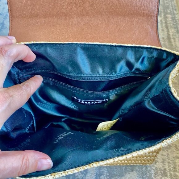Dune London Chestnut Vegan Leather Raffia Handbag - Picture 6 of 9